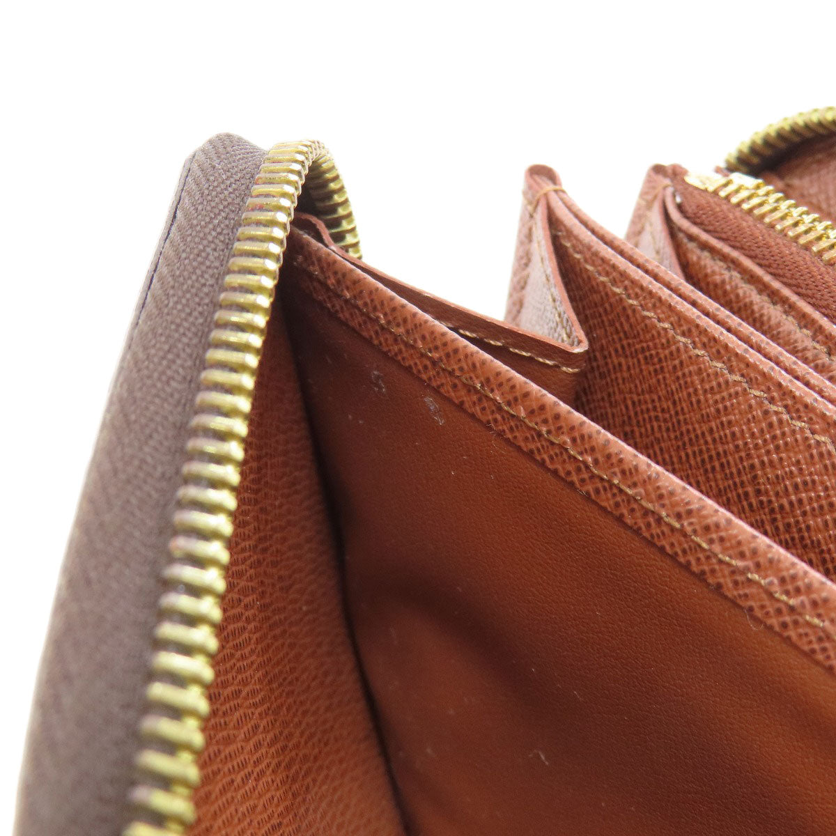 LOUIS VUITTON Long Wallet Purse M42616 Damier canvas Brown Zippy wallet Women Used Authentic