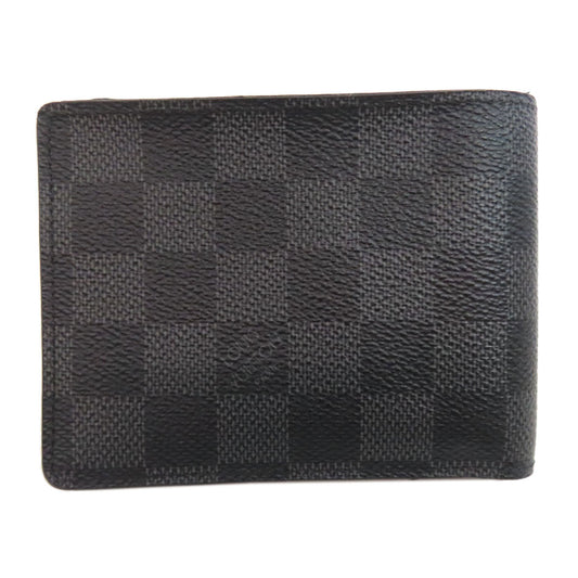 LOUIS VUITTON Bifold Wallet N62663 Damier canvas black Portefeuille Women Used Authentic
