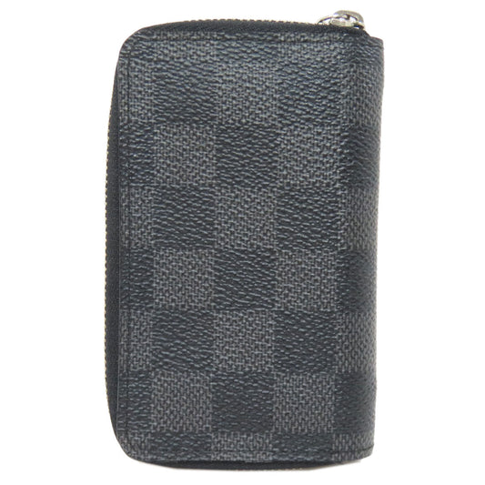 LOUIS VUITTON Coin case N63076 Damier canvas black Zippy coin purse mens Used Authentic