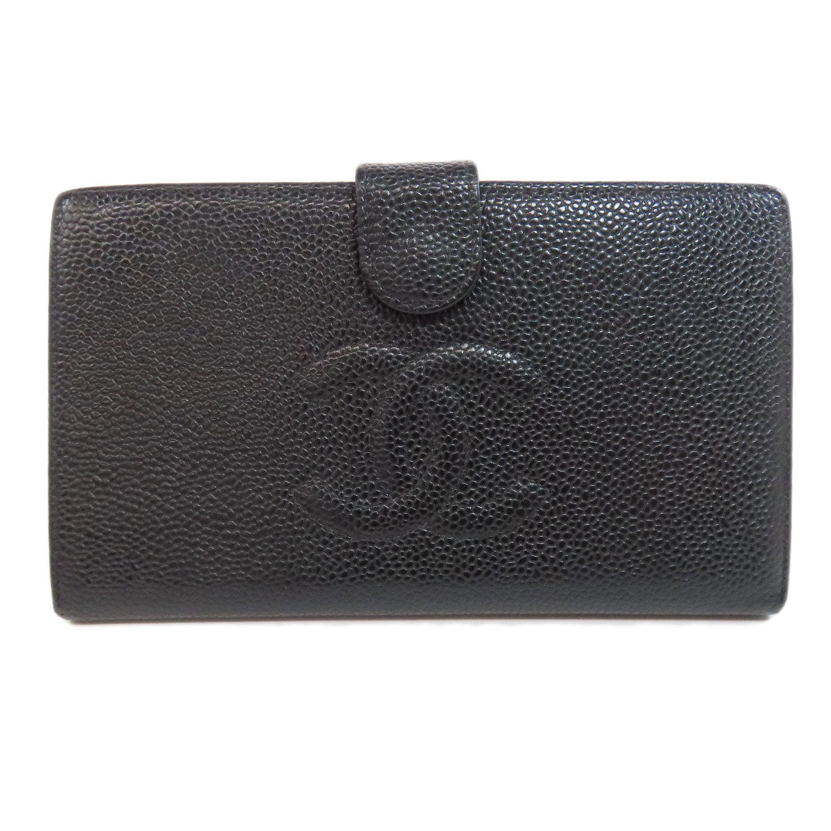 CHANEL Long Wallet Purse Grained Calfskin Skin black COCO Mark Gamaguchi Wallet Women Used Authentic