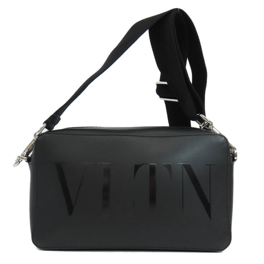 VALENTINO Shoulder Bag Calfskin black logo Women Used Authentic