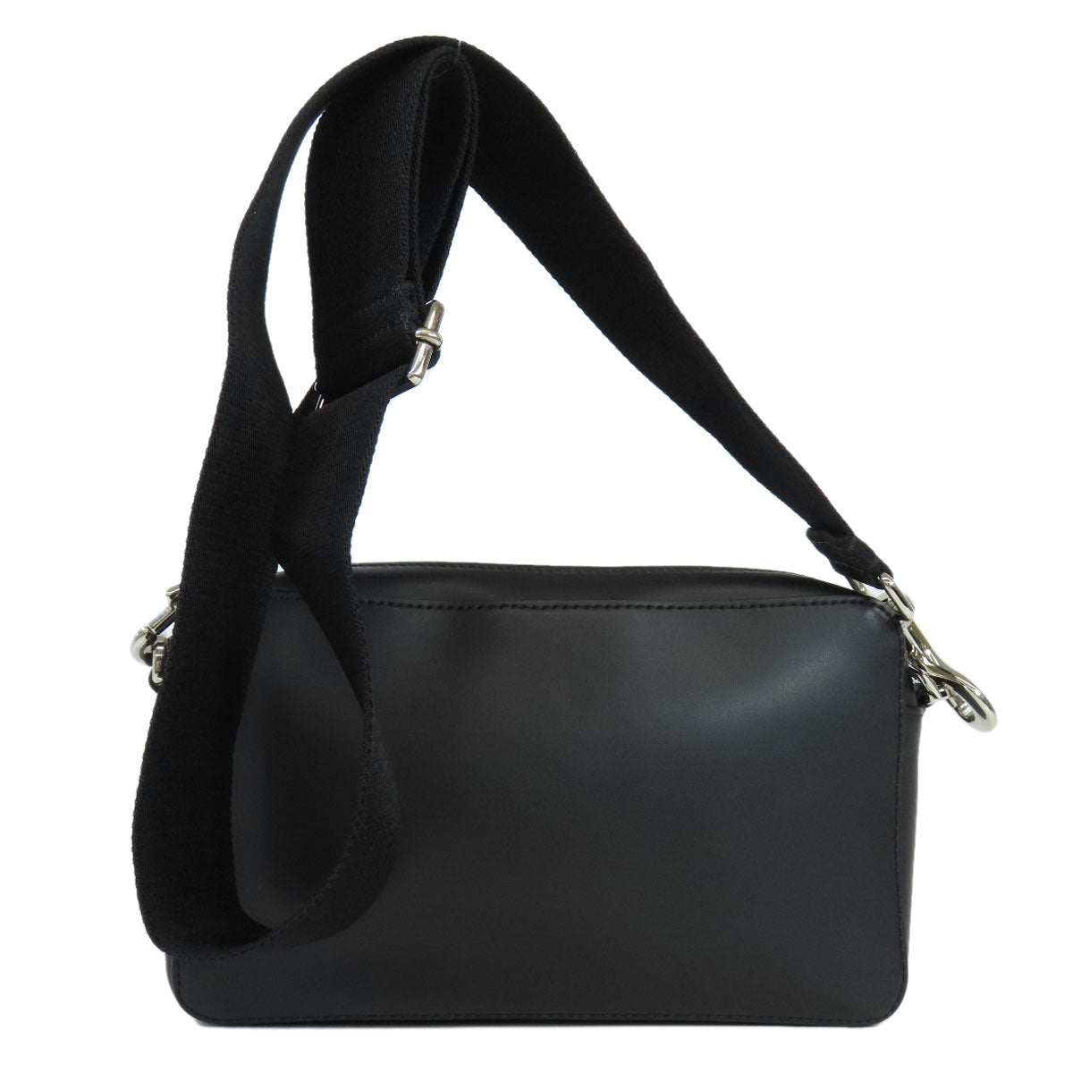 VALENTINO Shoulder Bag Calfskin black logo Women Used Authentic