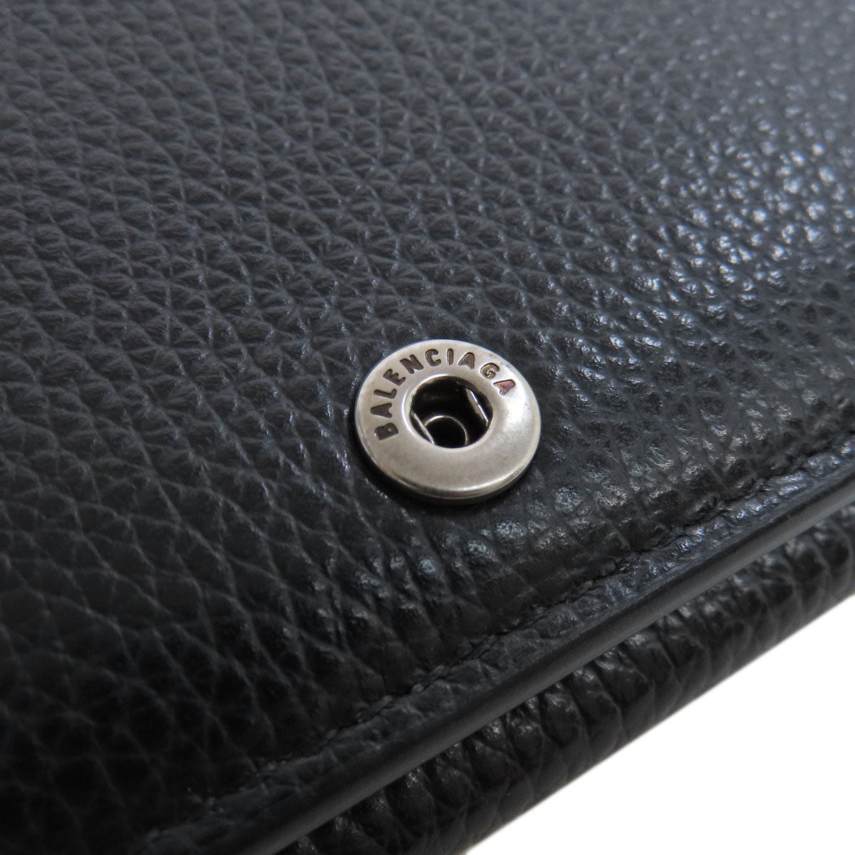 BALENCIAGA Bifold Wallet 664037 leather black Tri-fold Wallet Mini Wallet mens Used Authentic