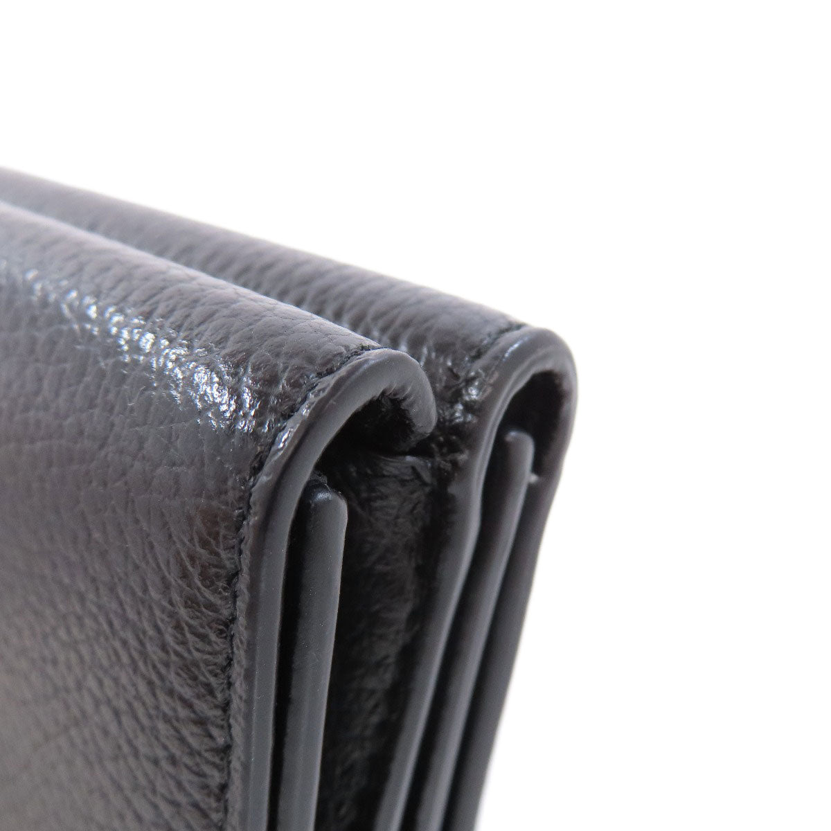 BALENCIAGA Bifold Wallet 664037 leather black Tri-fold Wallet Mini Wallet mens Used Authentic
