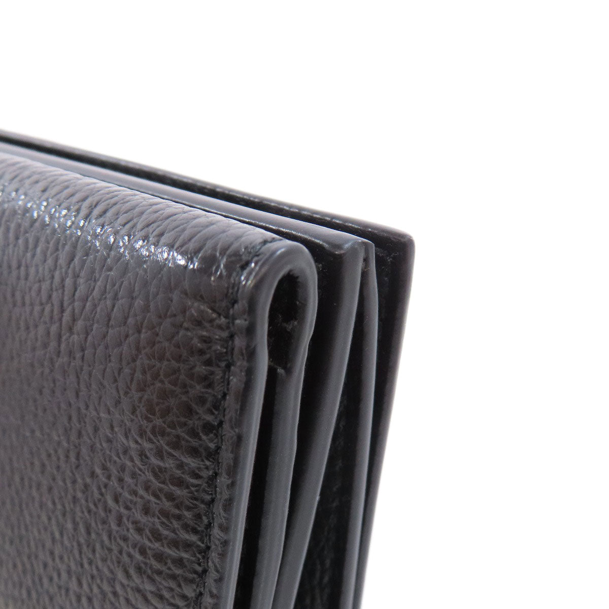 BALENCIAGA Bifold Wallet 664037 leather black Tri-fold Wallet Mini Wallet mens Used Authentic