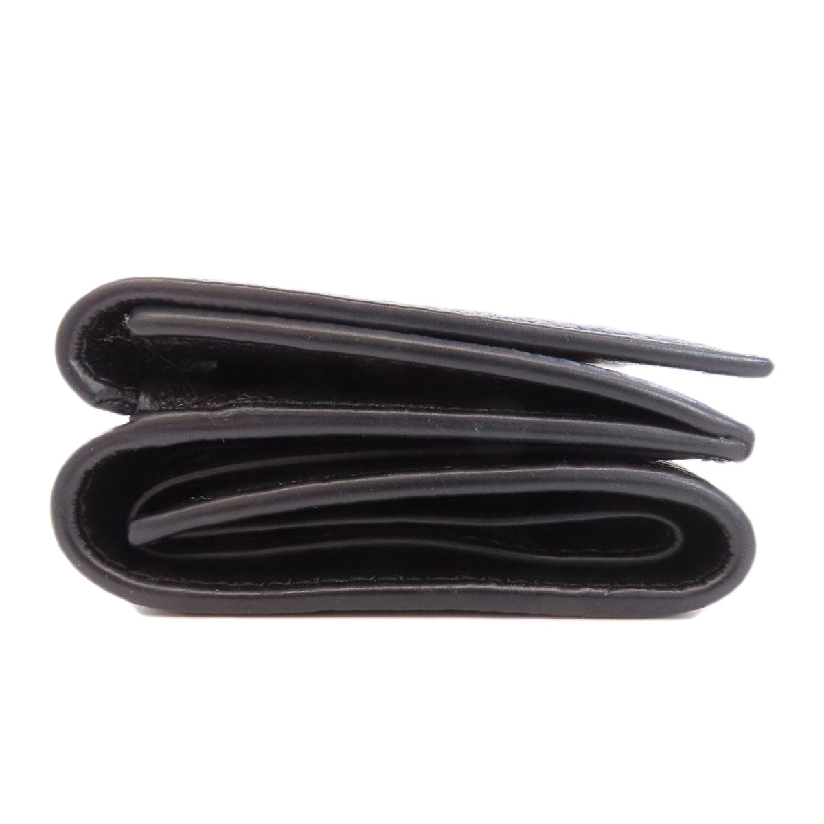 BALENCIAGA Bifold Wallet 664037 leather black Tri-fold Wallet Mini Wallet mens Used Authentic