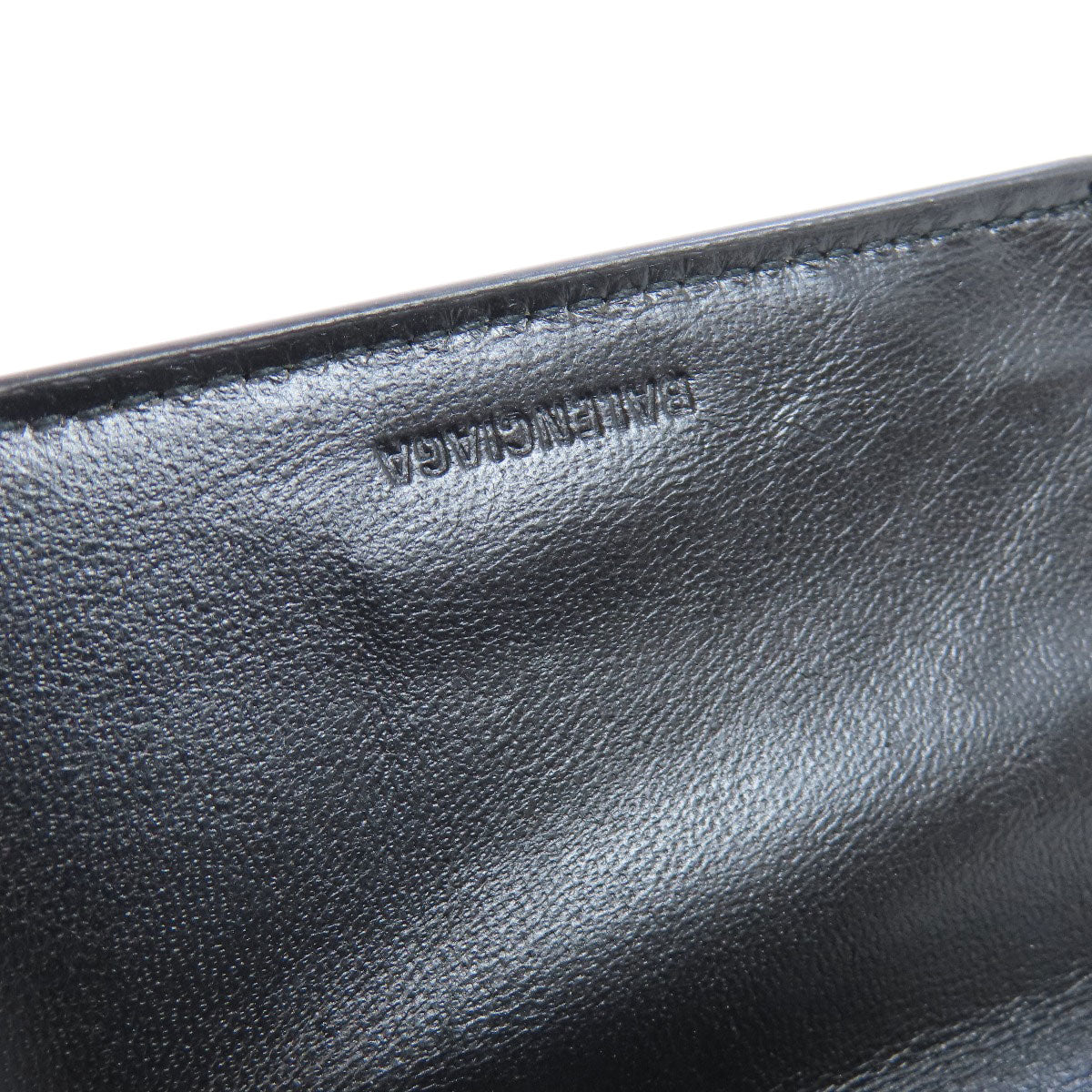 BALENCIAGA Bifold Wallet 664037 leather black Tri-fold Wallet Mini Wallet mens Used Authentic