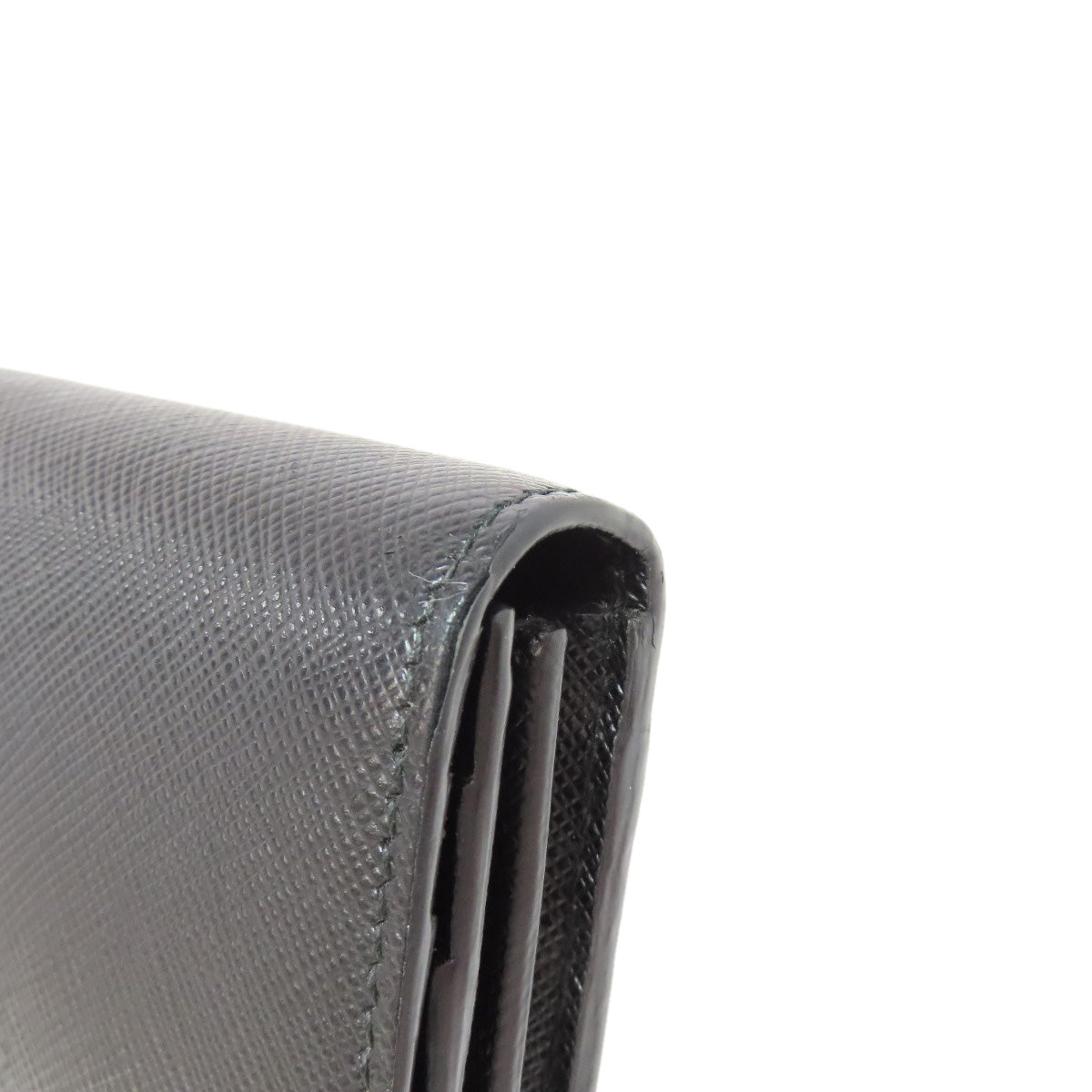 PRADA Long Wallet Purse leather black Safiano mens(Unisex) Used Authentic