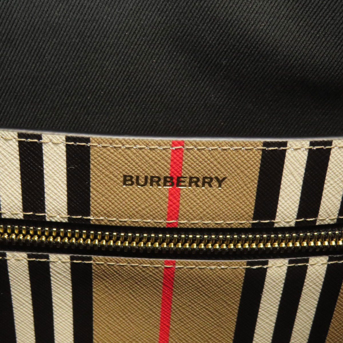 BURBERRY Tote Bag PVC beige stripe Women Used Authentic