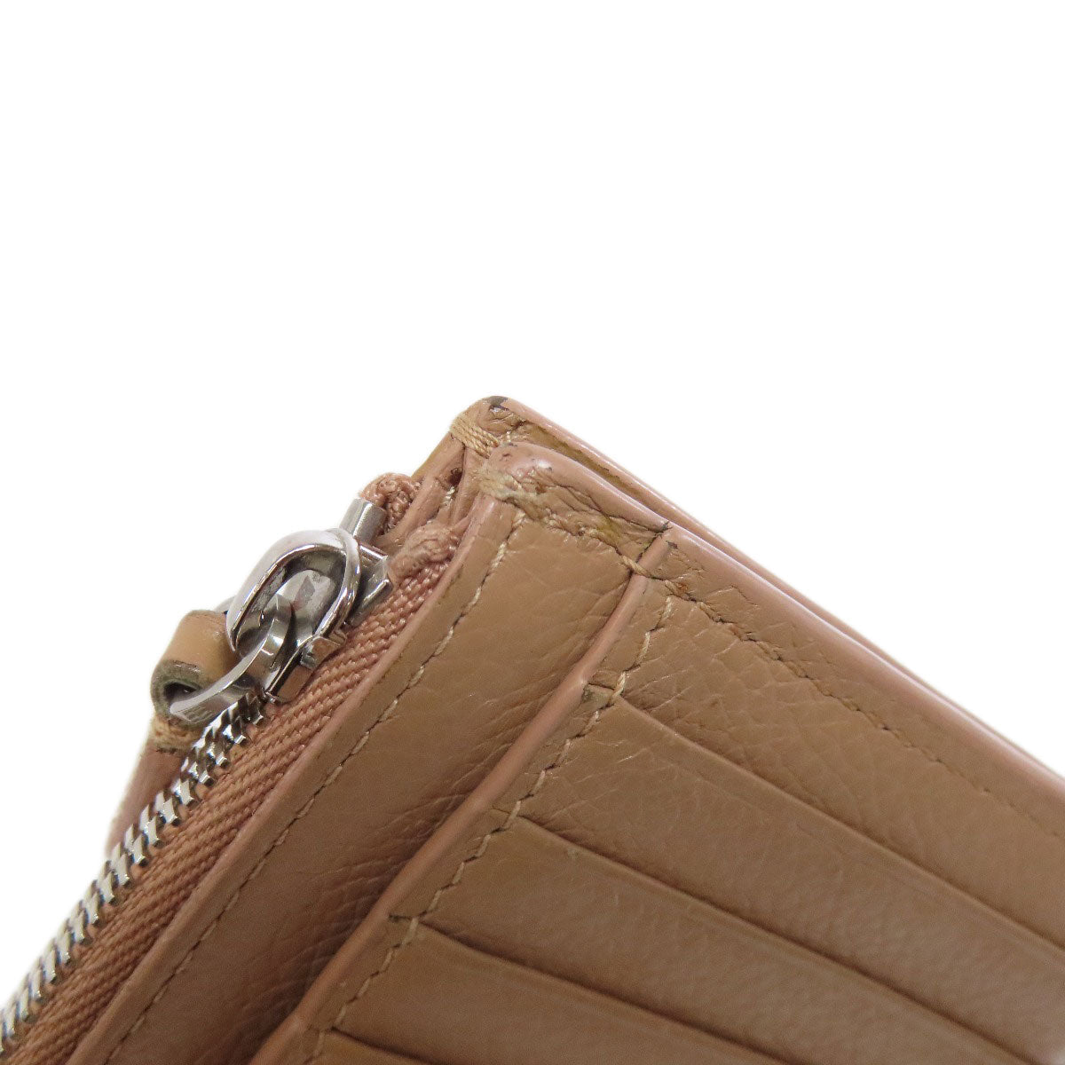 BALENCIAGA Coin case 637130 leather beige logo Women Used Authentic