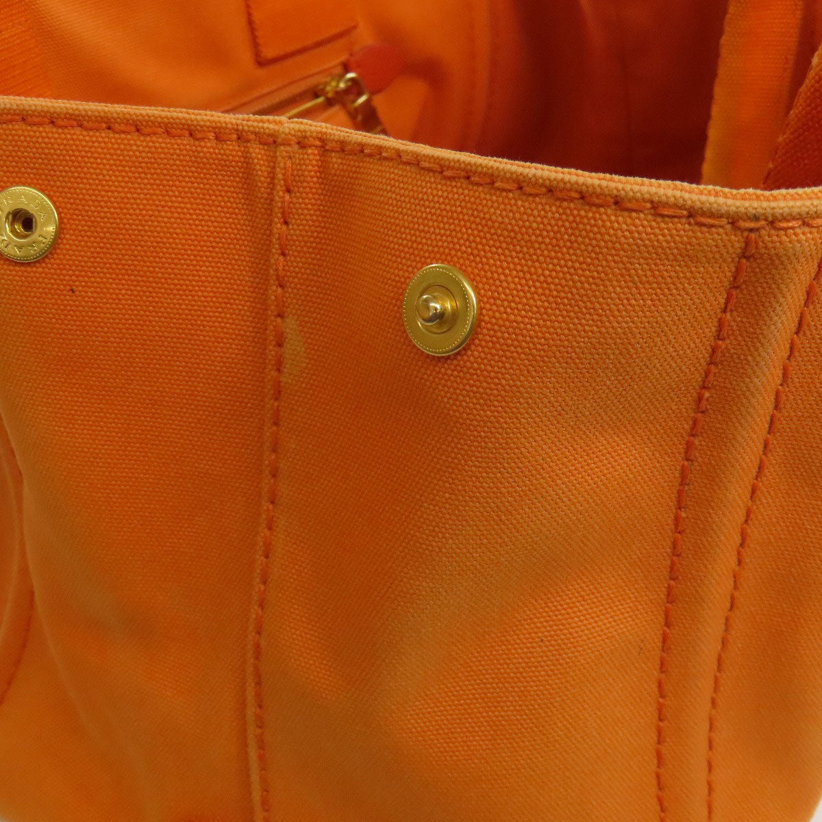 PRADA Handbag canvas Orange Canapa Women Used Authentic