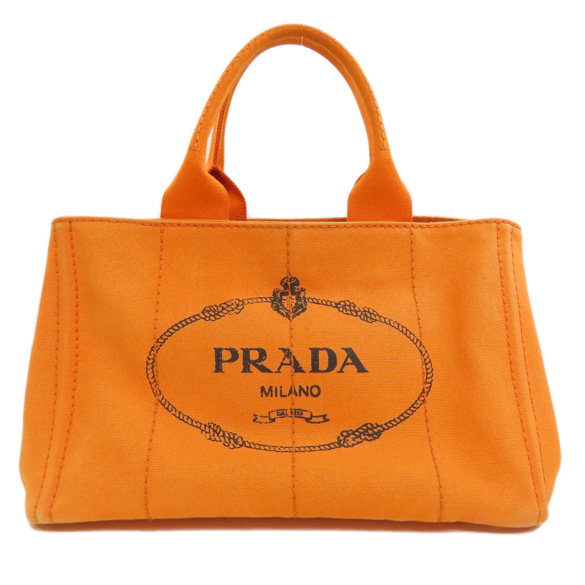 PRADA Handbag canvas Orange Canapa Women Used Authentic