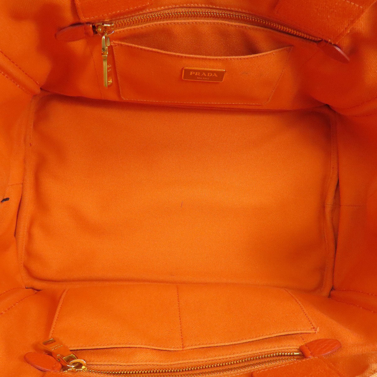 PRADA Handbag canvas Orange Canapa Women Used Authentic