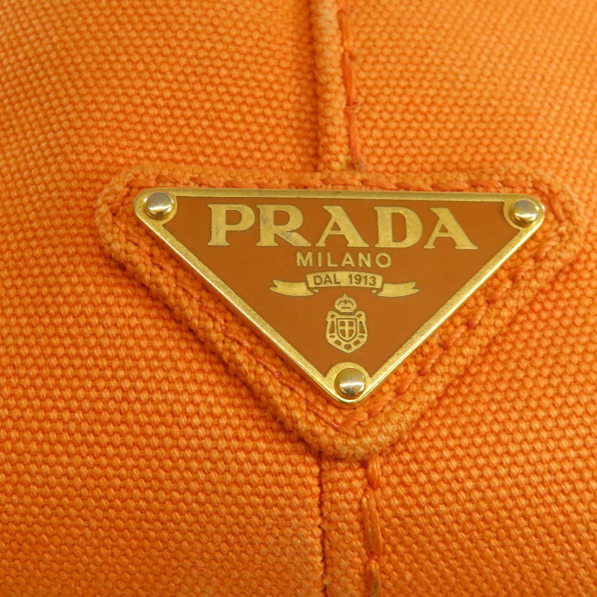PRADA Handbag canvas Orange Canapa Women Used Authentic