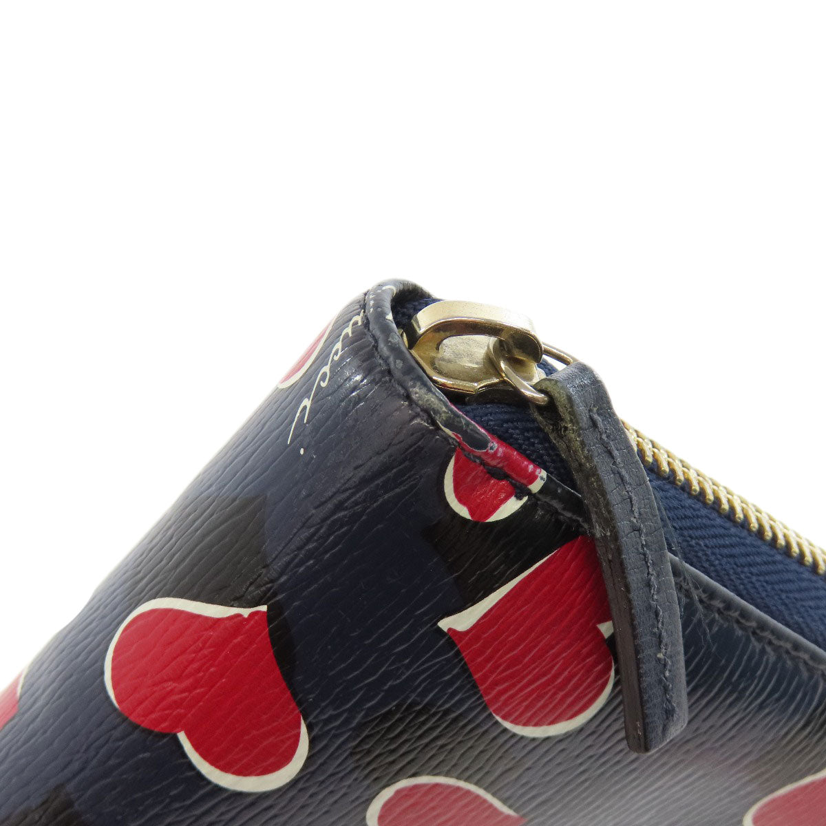 GUCCI Long Wallet Purse 309705 leather Navy Interlocking G Women Used Authentic