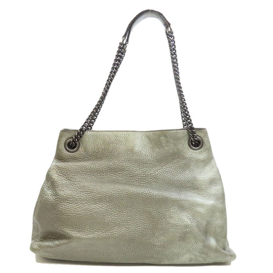 GUCCI Tote Bag 308982 leather Silver Soho Interlocking G Women Used Authentic