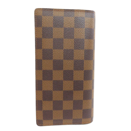 LOUIS VUITTON Long Wallet Purse N60017 Damier canvas Brown Portefeuille�EBrazza Former mens Used Authentic