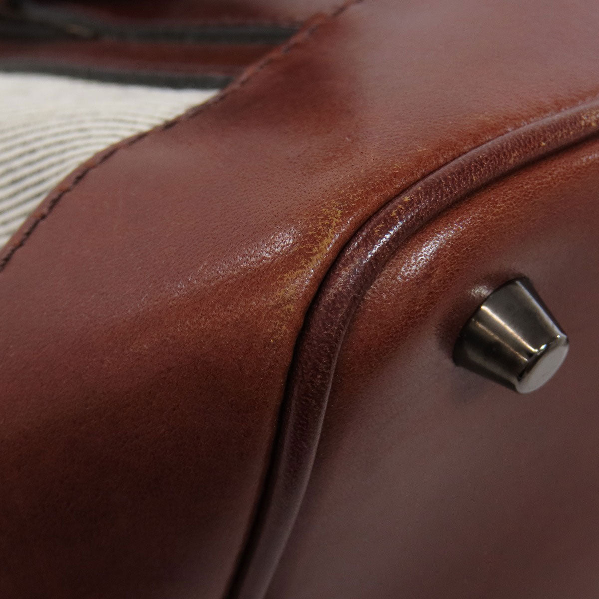 BURBERRY Tote Bag canvas white Check Pattern 2WAY Women Used Authentic