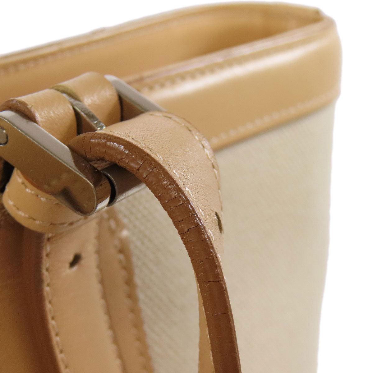 BURBERRY Tote Bag canvas beige logo Women Used Authentic