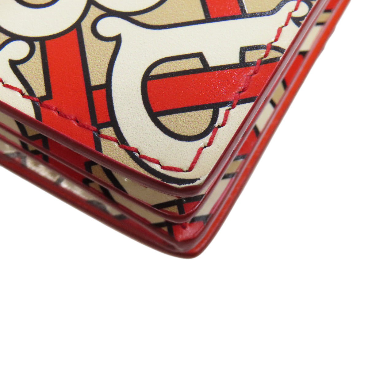 BURBERRY Bifold Wallet PVC beige Logo motif Women Used Authentic