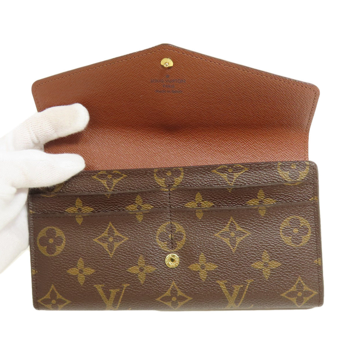 LOUIS VUITTON Long Wallet Purse M60531 Monogram canvas Brown Portefeuille Sarah Women Used Authentic