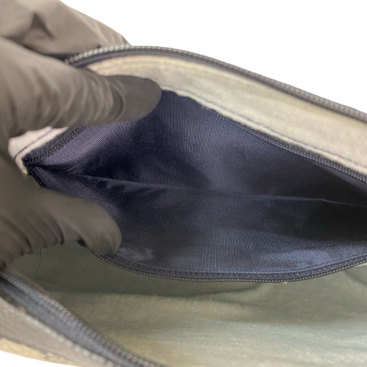 GUCCI Shoulder Bag leather Navy Sherry line