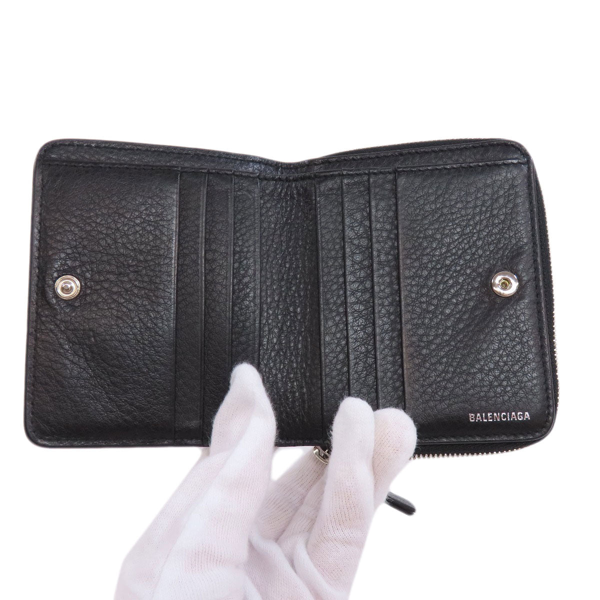 BALENCIAGA Bifold Wallet 551933 leather black Every day Women(Unisex) Used Authentic