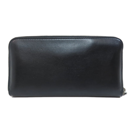 PRADA Long Wallet Purse leather black Zip Around Women Used Authentic