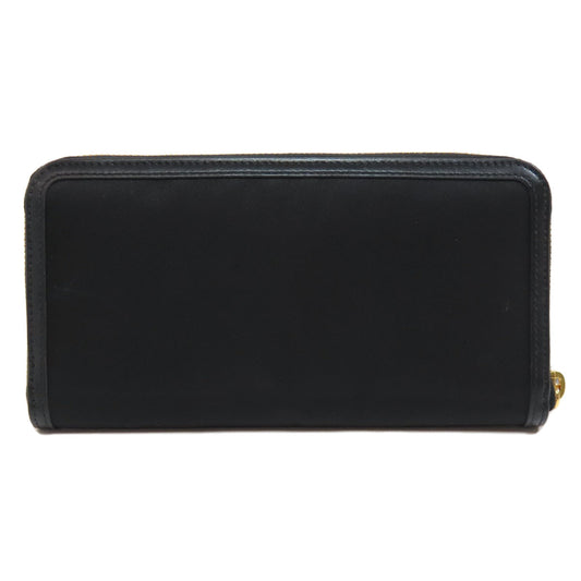 PRADA Long Wallet Purse Nylon black logoMetal Women Used Authentic