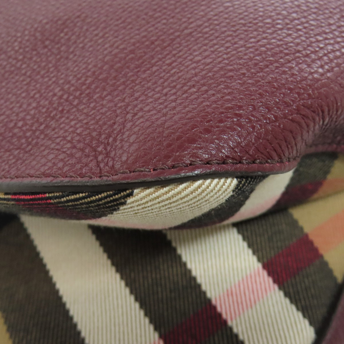 BURBERRY Shoulder Bag leather Red logo Women Used Authentic