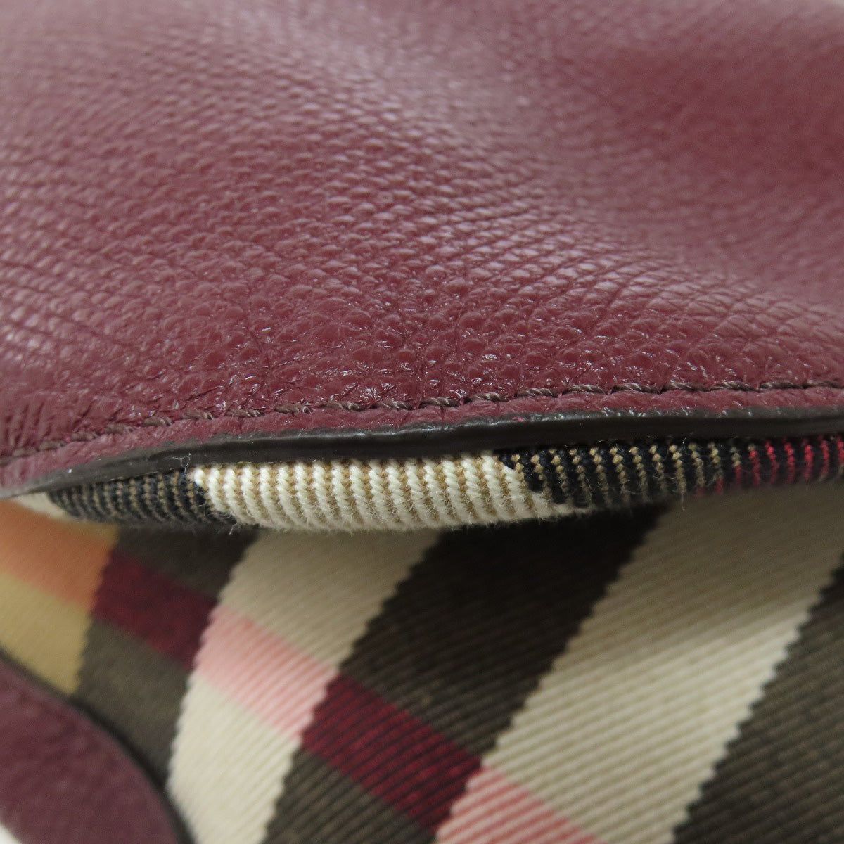 BURBERRY Shoulder Bag leather Red logo Women Used Authentic