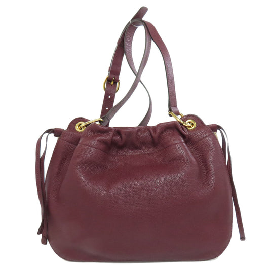 BURBERRY Shoulder Bag leather Red logo Women Used Authentic