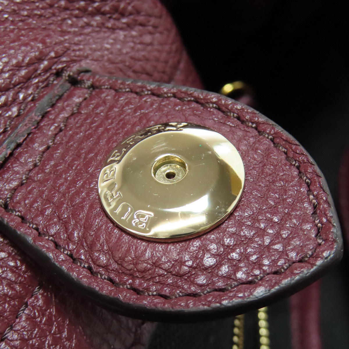 BURBERRY Shoulder Bag leather Red logo Women Used Authentic
