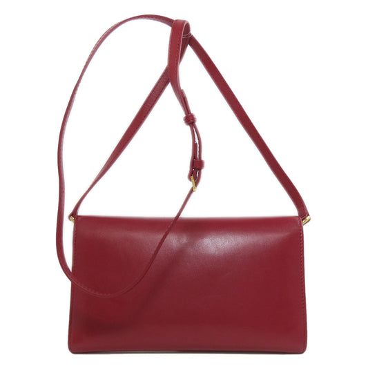 BURBERRY Long Wallet Purse leather Red Shoulder wallet Women Used Authentic