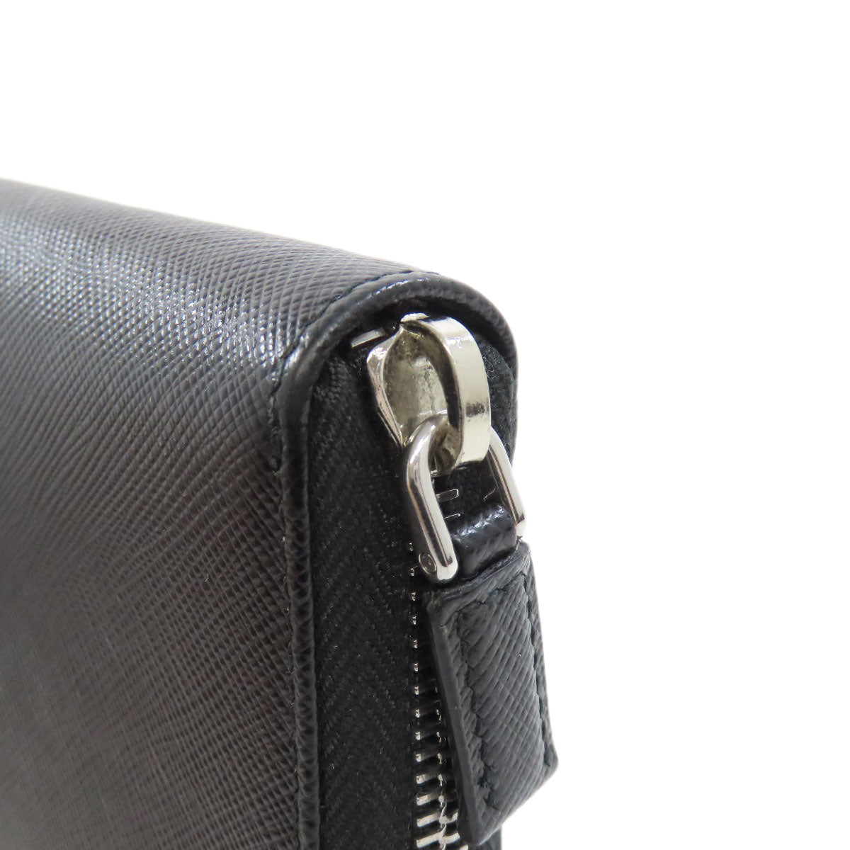 PRADA Long Wallet Purse leather black Safiano mens Used Authentic
