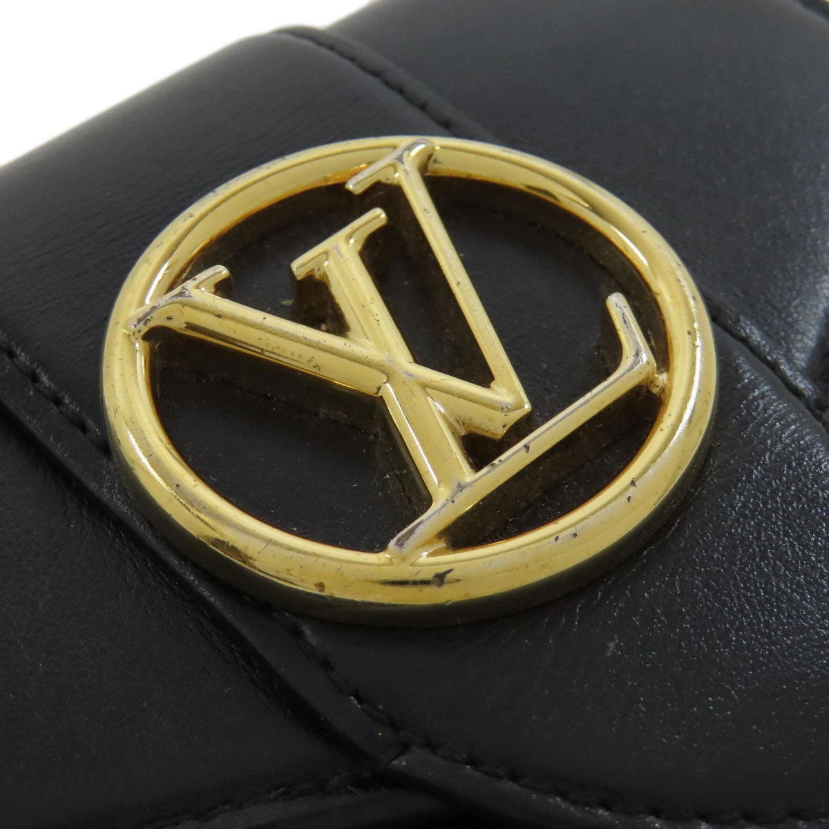 LOUIS VUITTON Bifold Wallet M69176 leather black Portefeuille LV Pont Neuf Women Used Authentic