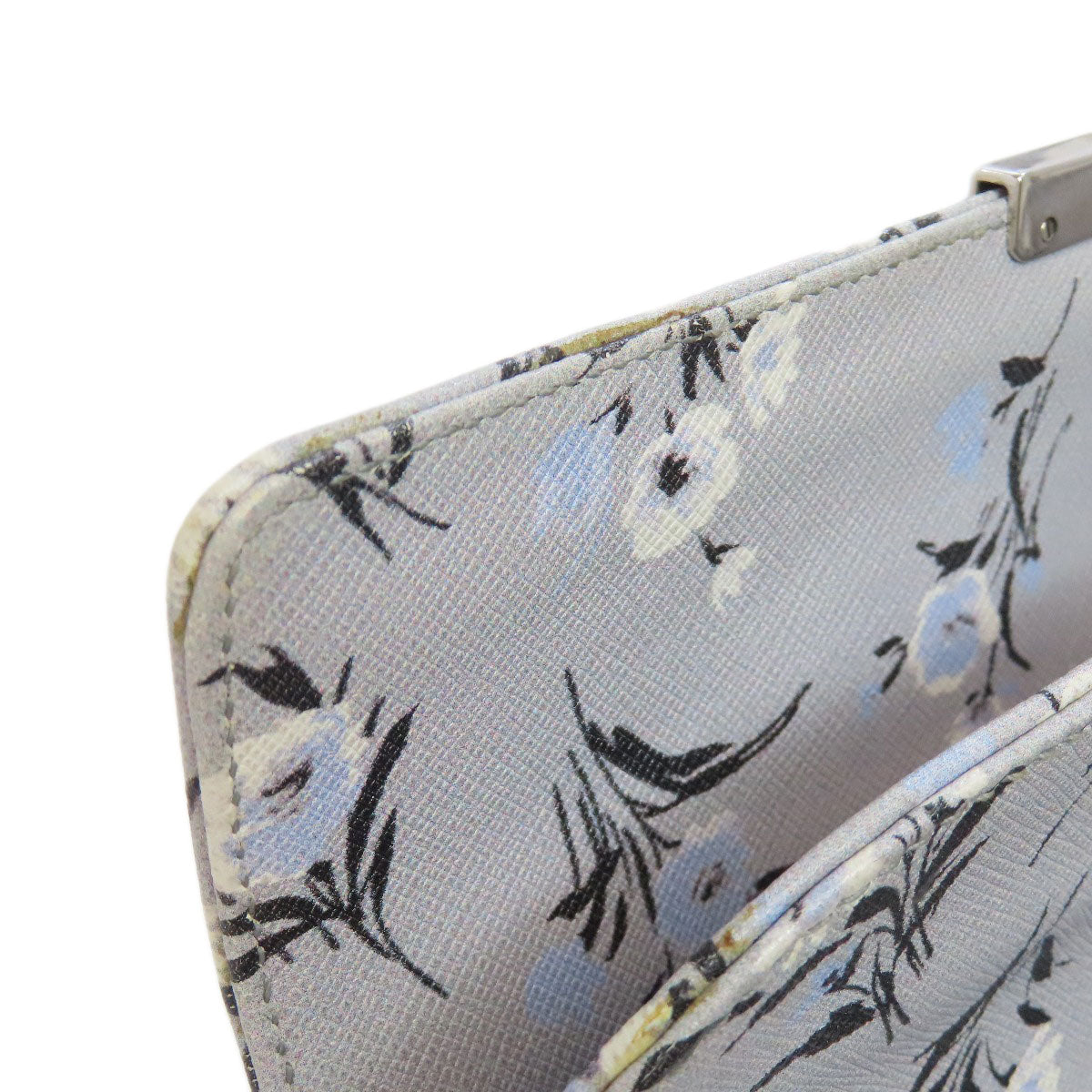 PRADA Shoulder Bag PVC gray Flower motif Women Used Authentic