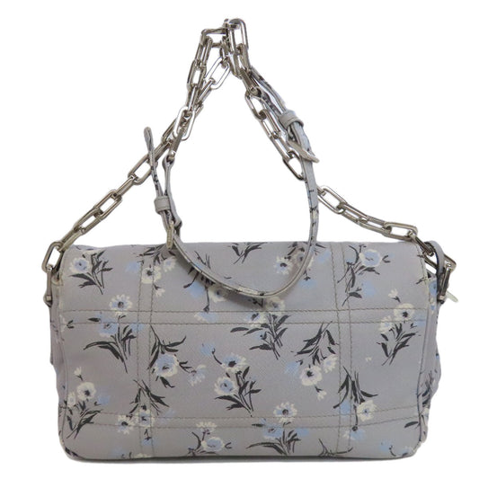 PRADA Shoulder Bag PVC gray Flower motif Women Used Authentic