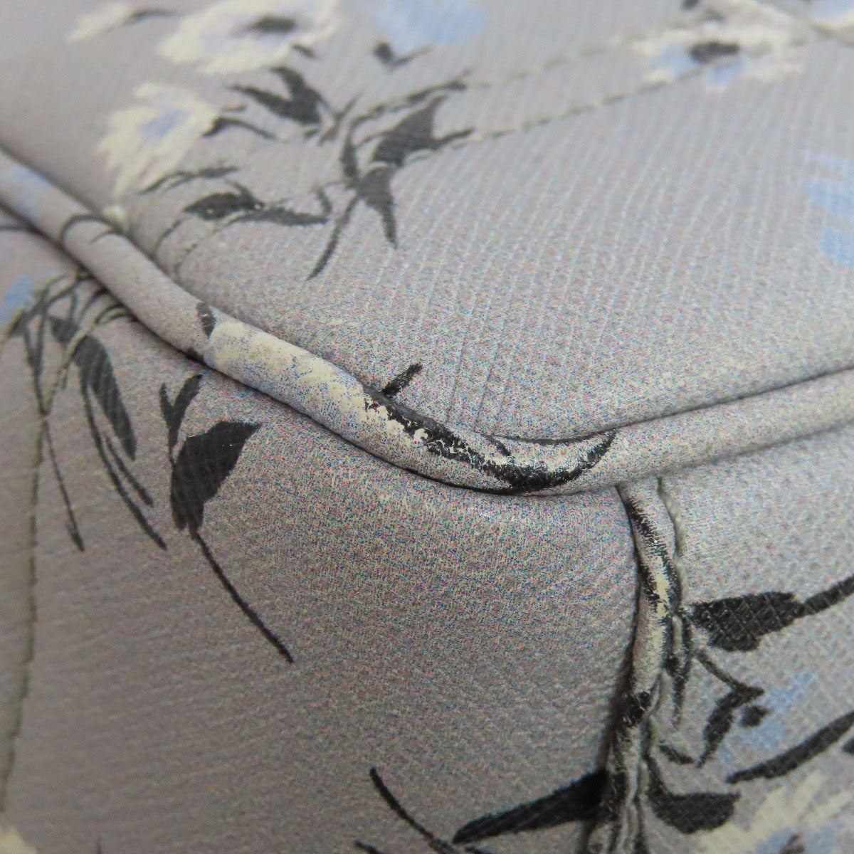 PRADA Shoulder Bag PVC gray Flower motif Women Used Authentic