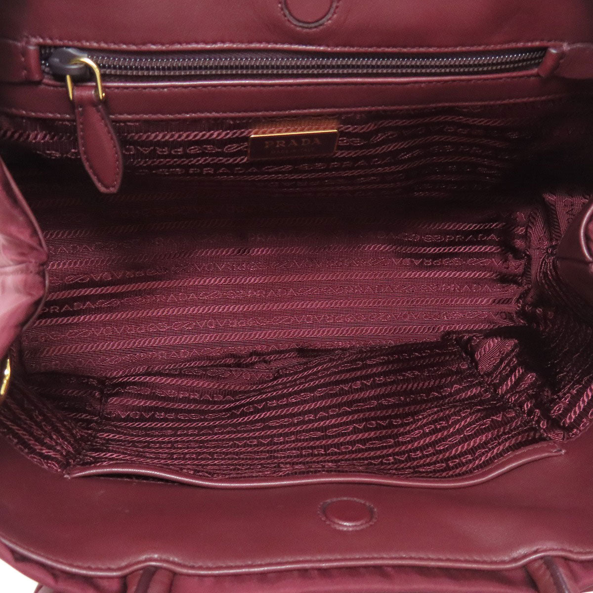 PRADA Handbag 1BG068 Nylon Red Ribbon motif 2WAY Women Used Authentic