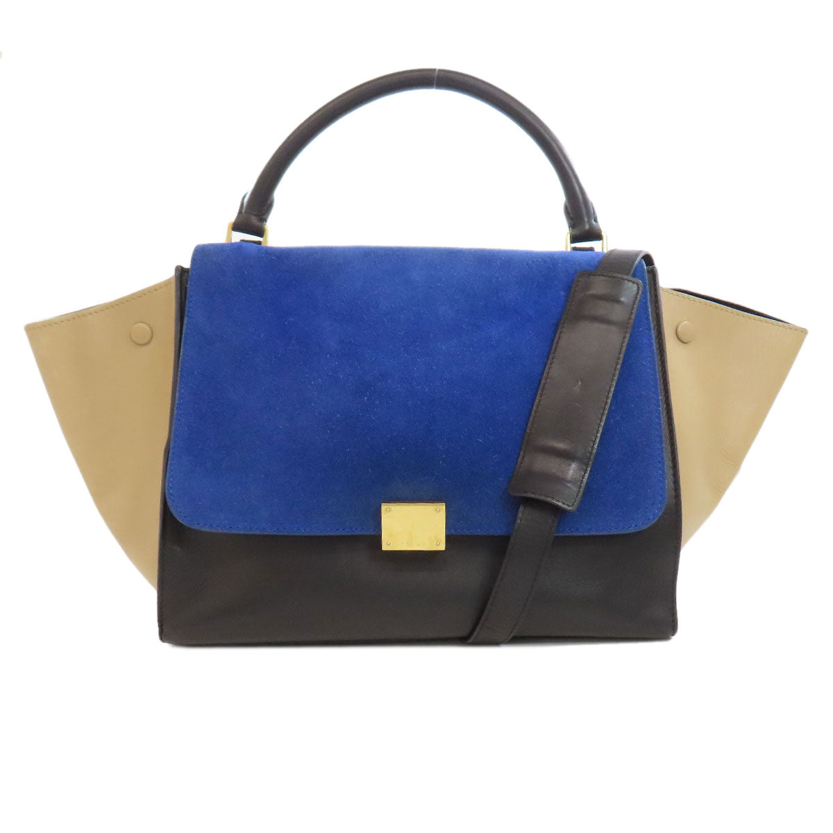 CELINE Handbag Calfskin, suede multicolor Trapeze 2WAY Women Used Authentic