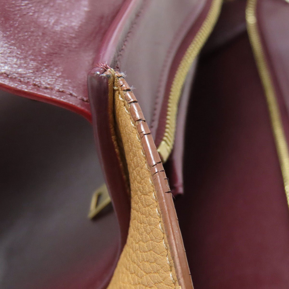 CELINE Handbag leather Red Trapeze 2WAY Women Used Authentic