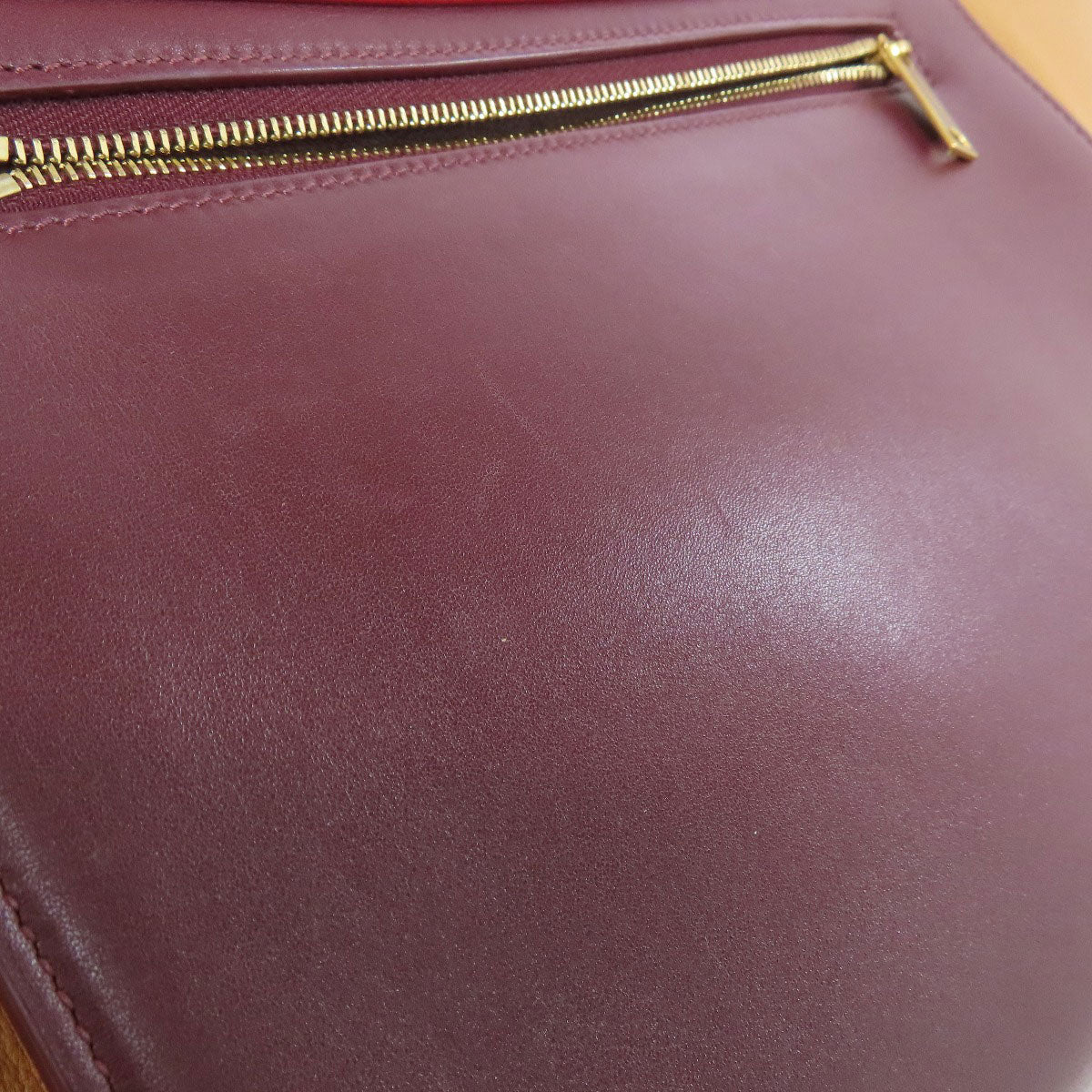 CELINE Handbag leather Red Trapeze 2WAY Women Used Authentic