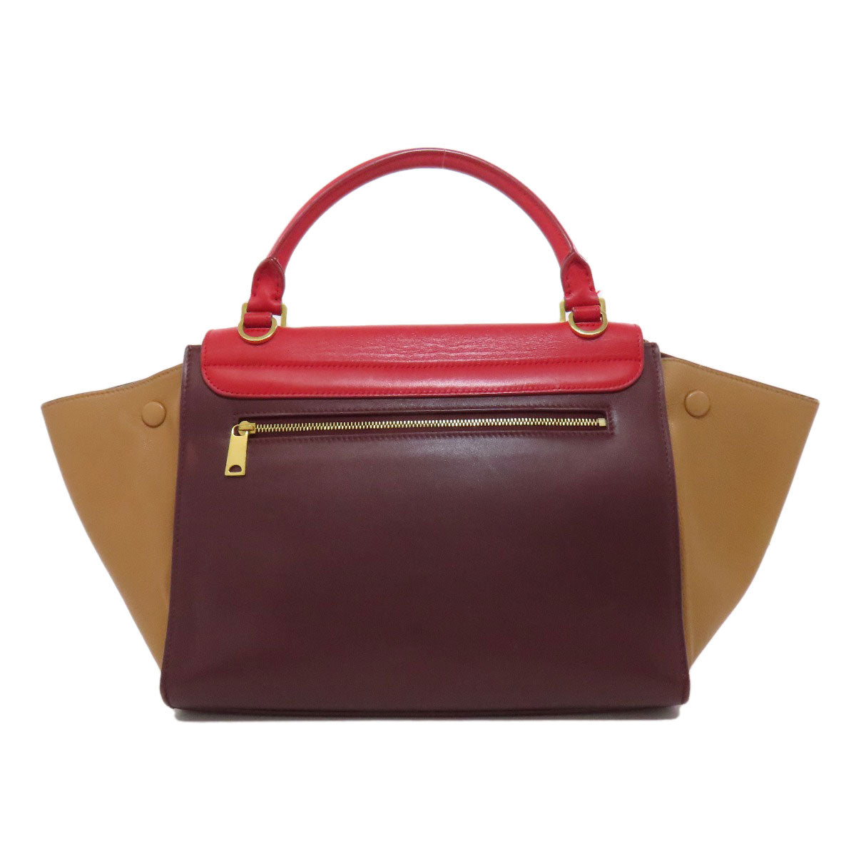 CELINE Handbag leather Red Trapeze 2WAY Women Used Authentic
