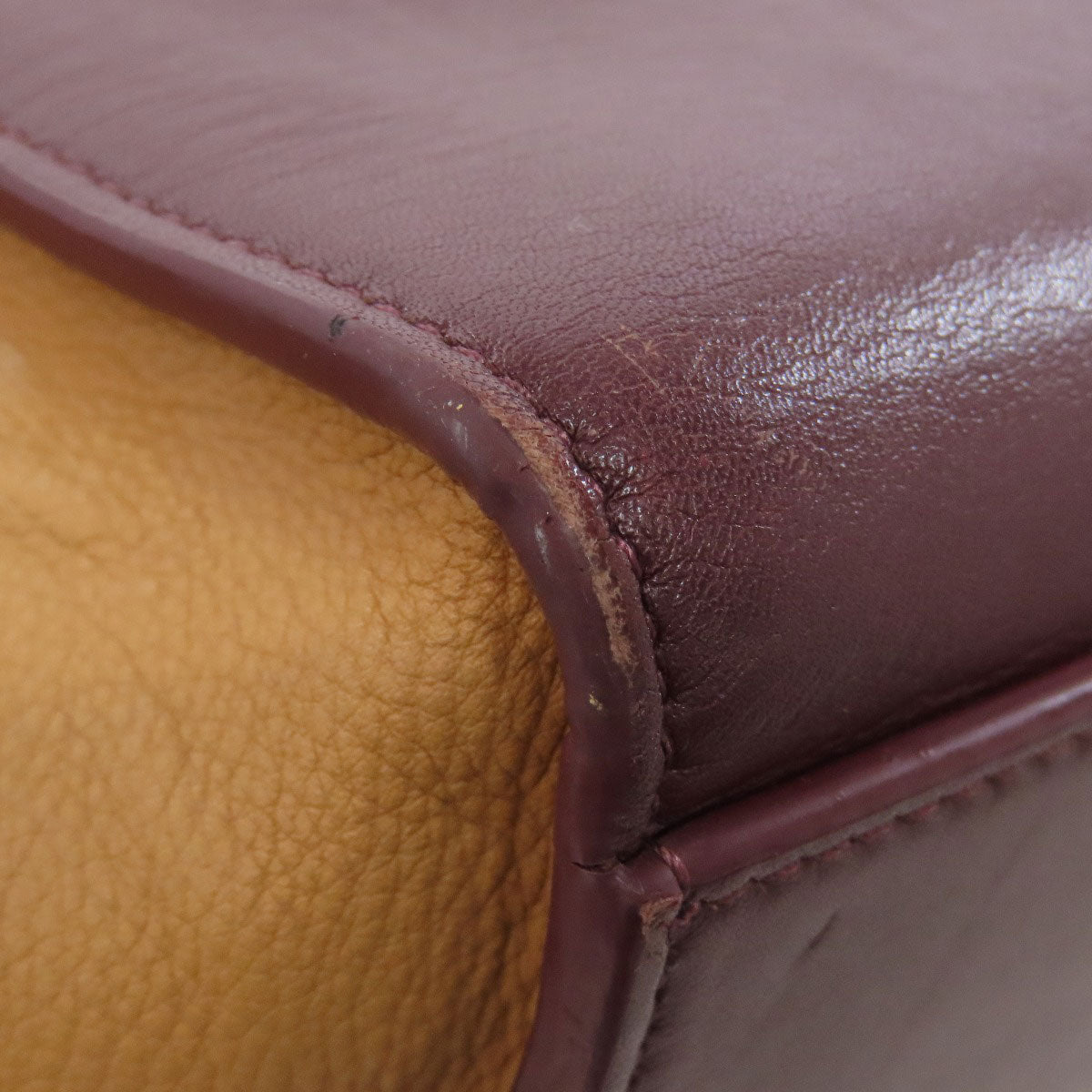 CELINE Handbag leather Red Trapeze 2WAY Women Used Authentic