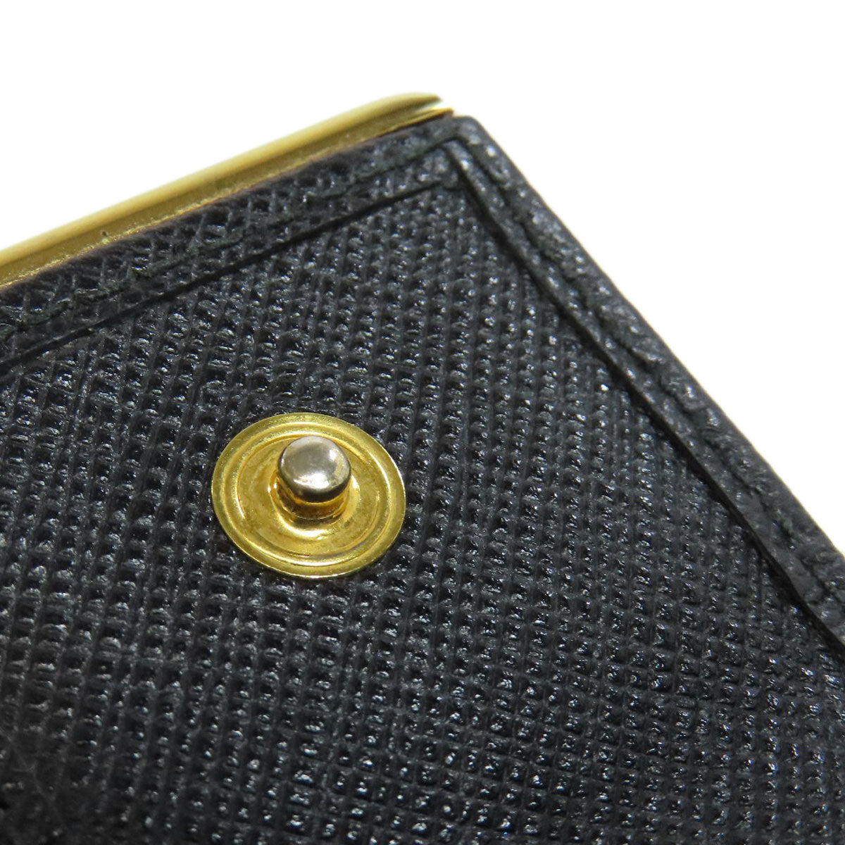 PRADA Bifold Wallet leather black Safiano logo Women Used Authentic
