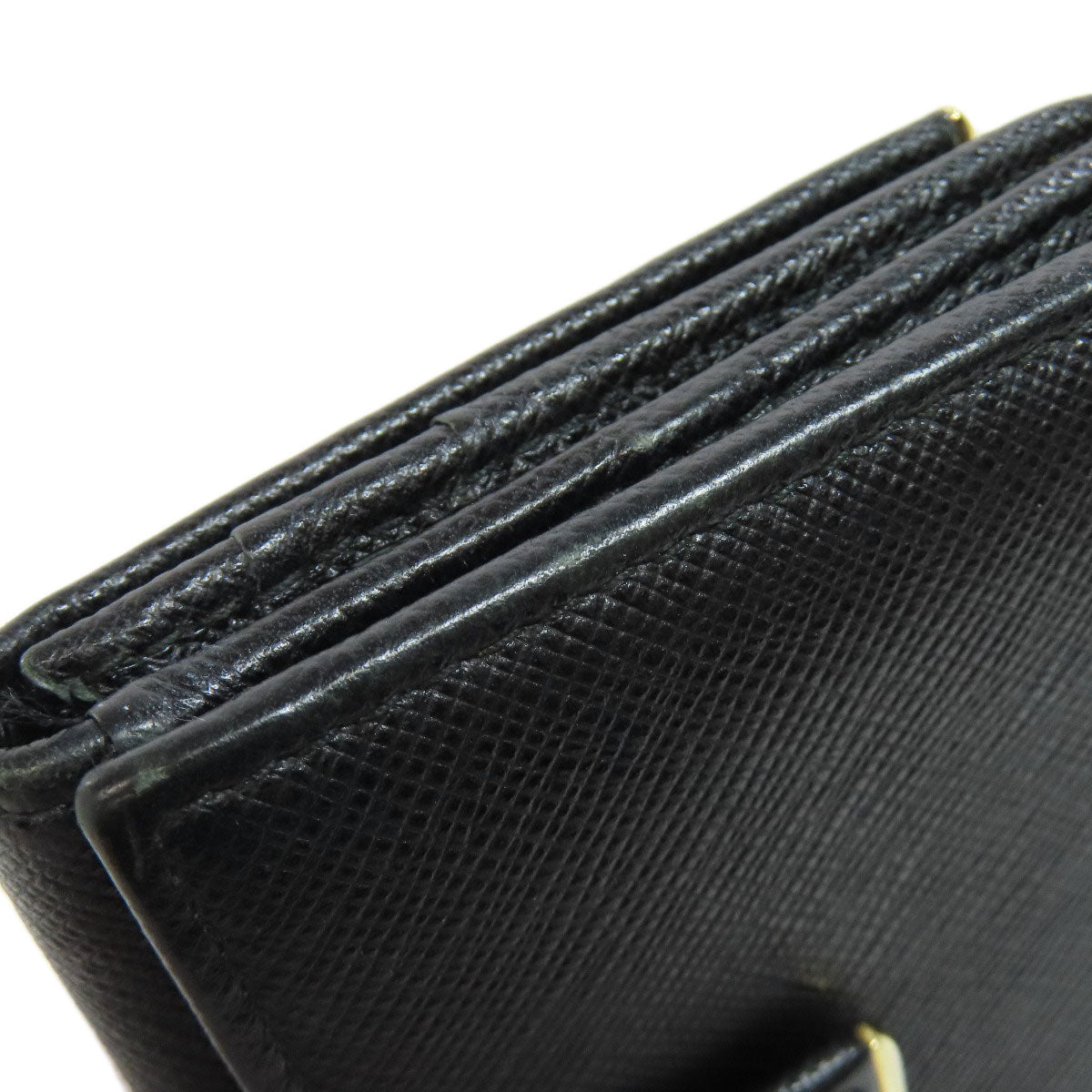PRADA Bifold Wallet leather black Safiano logo Women Used Authentic