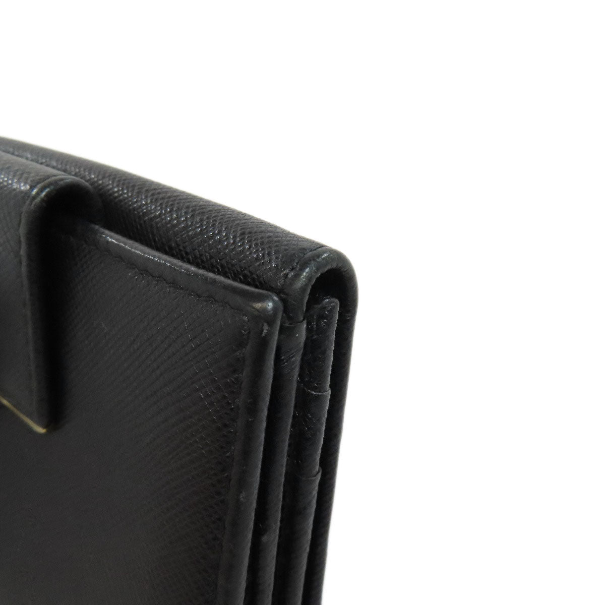 PRADA Bifold Wallet leather black Safiano logo Women Used Authentic