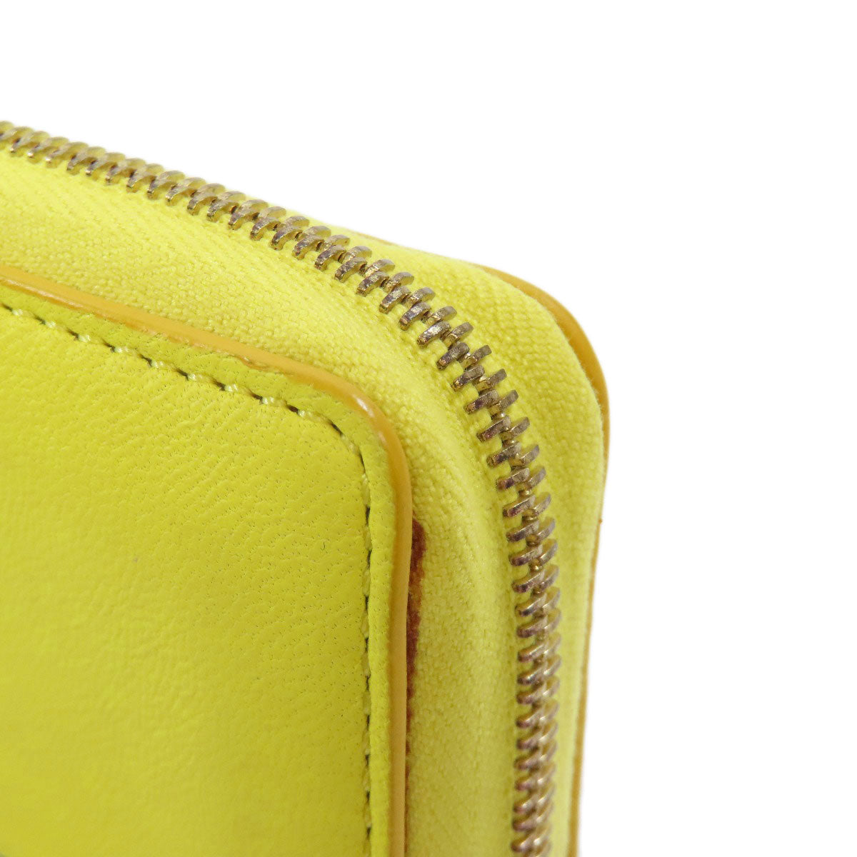 CELINE Coin case leather yellow logo Women Used Authentic