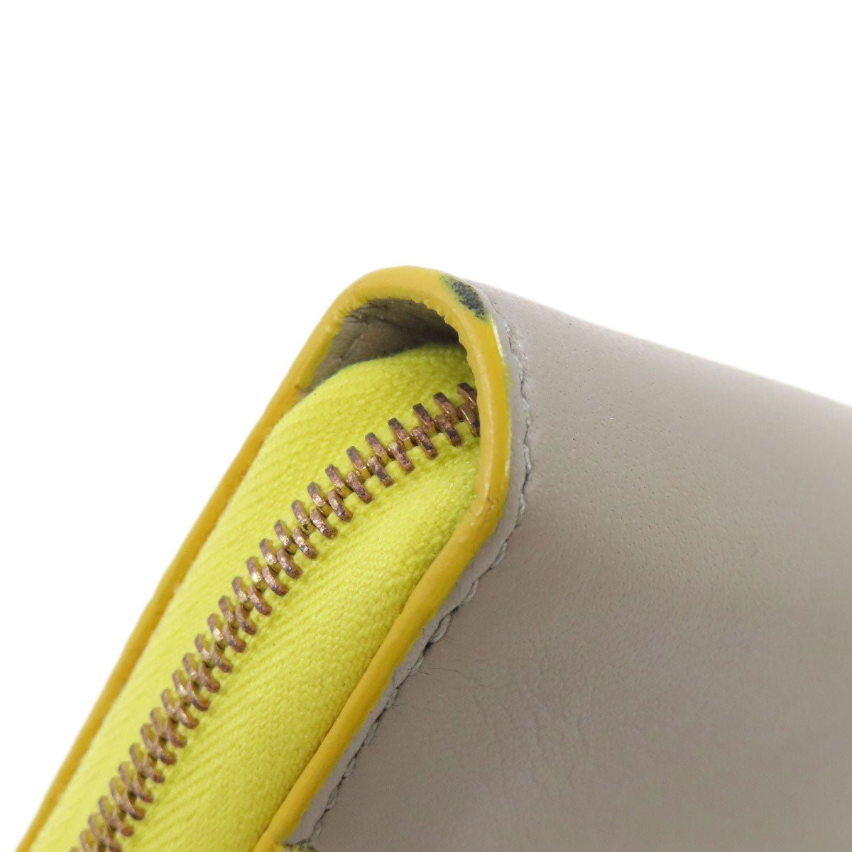 CELINE Coin case leather yellow logo Women Used Authentic
